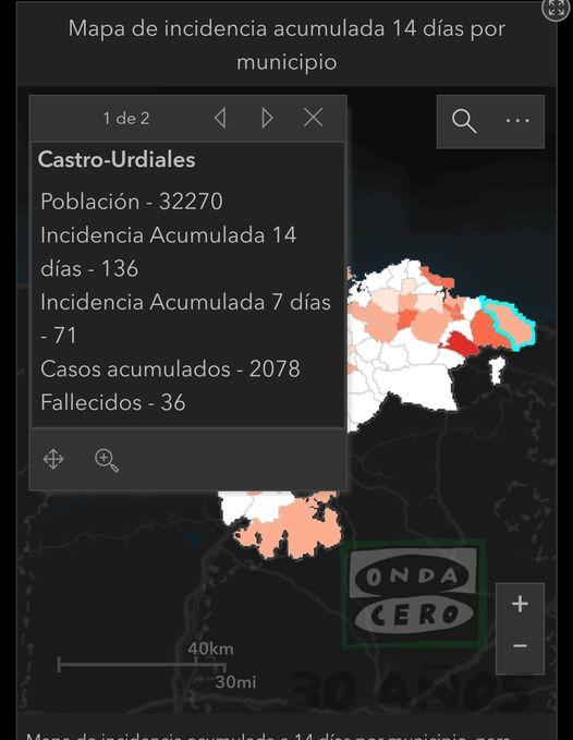 Castro Urdiales notifica 4 nuevos positivos por covid , descenso de la incidencia a 14 días y aumento en los últimos 7