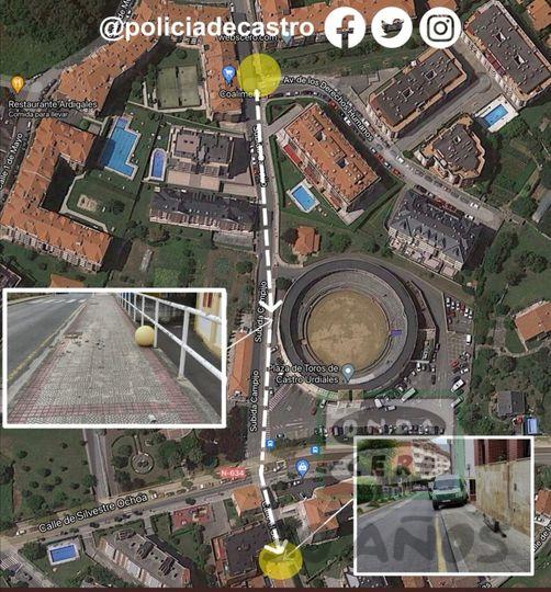 Furgoneta sin control se empotra tras recorrer 220 metros en varias calles de Castro Urdiales