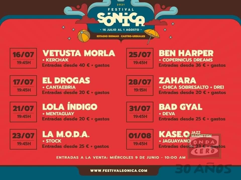 Esta tarde comienza la venta de entradas para el Festival Sónica de música