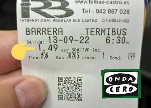 El precio del billete (tarjeta recarga) de la línea Castro-Bilbao-Castro se reduce a la mitad hasta el 31 de enero de 2023
