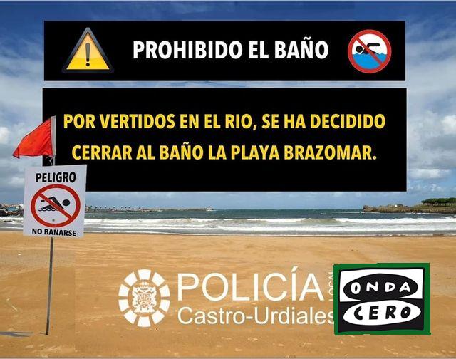 Prohibición del baño en Brazomar por vertidos al río