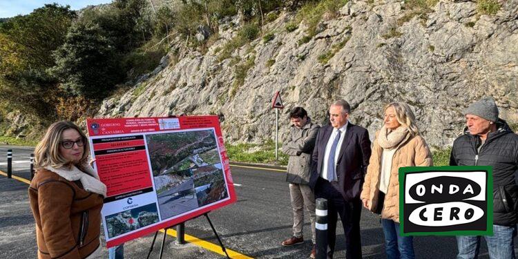 Inauguradas las obras de reparación del talud que provocó desprendimientos en la carretera a Sonabia