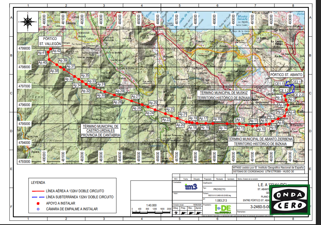 Avanzan los trámites administrativos para la ejecución de la nueva línea eléctrica de alta tensión entre Abanto y Vallegón para mejorar el suministro eléctrico de Castro Urdiales