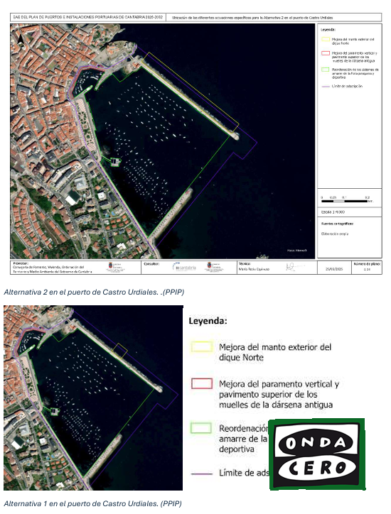 Alternativas para la mejora integral del puerto de Castro recogidas en el avance del Plan de puertos regional 2025-2032