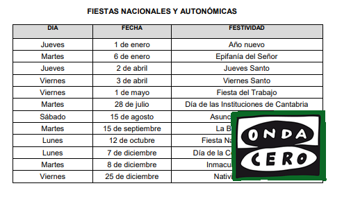 Publicado en el BOC el calendario de fiestas nacionales, autonómicas y locales en Cantabria en 2026