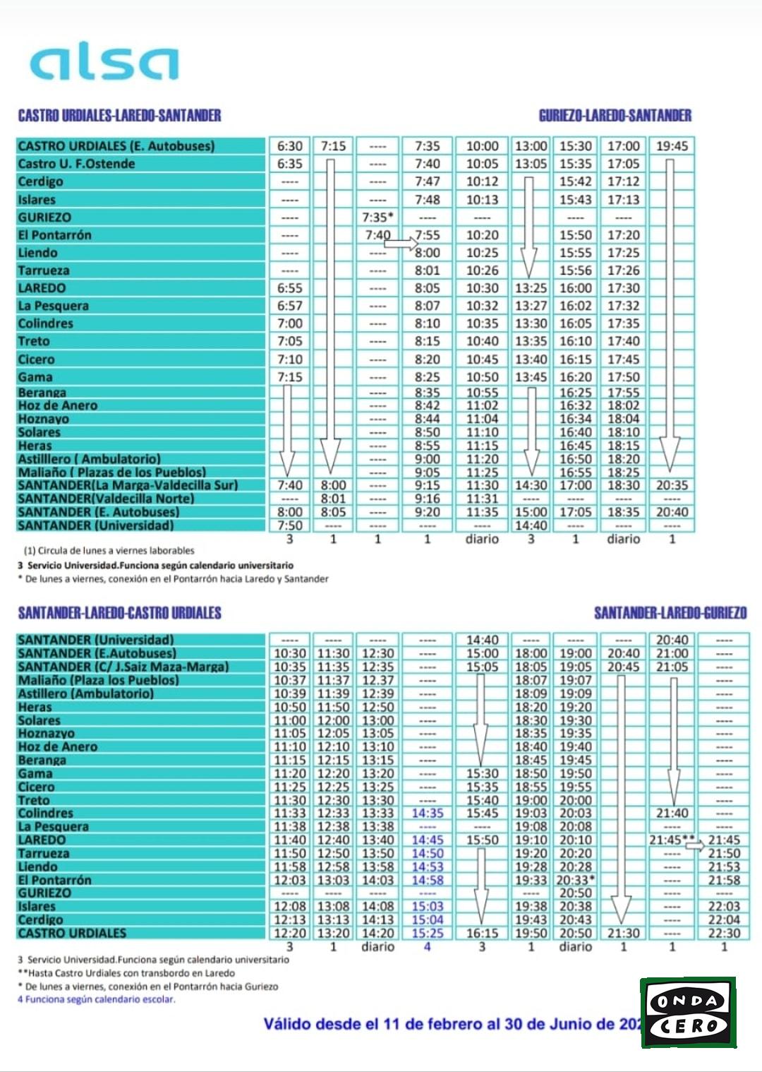 ALSA atiende las peticiones con un autobús de Laredo a Castro que prestará servicio según el calendario escolar desde hoy y hasta el 30 de junio