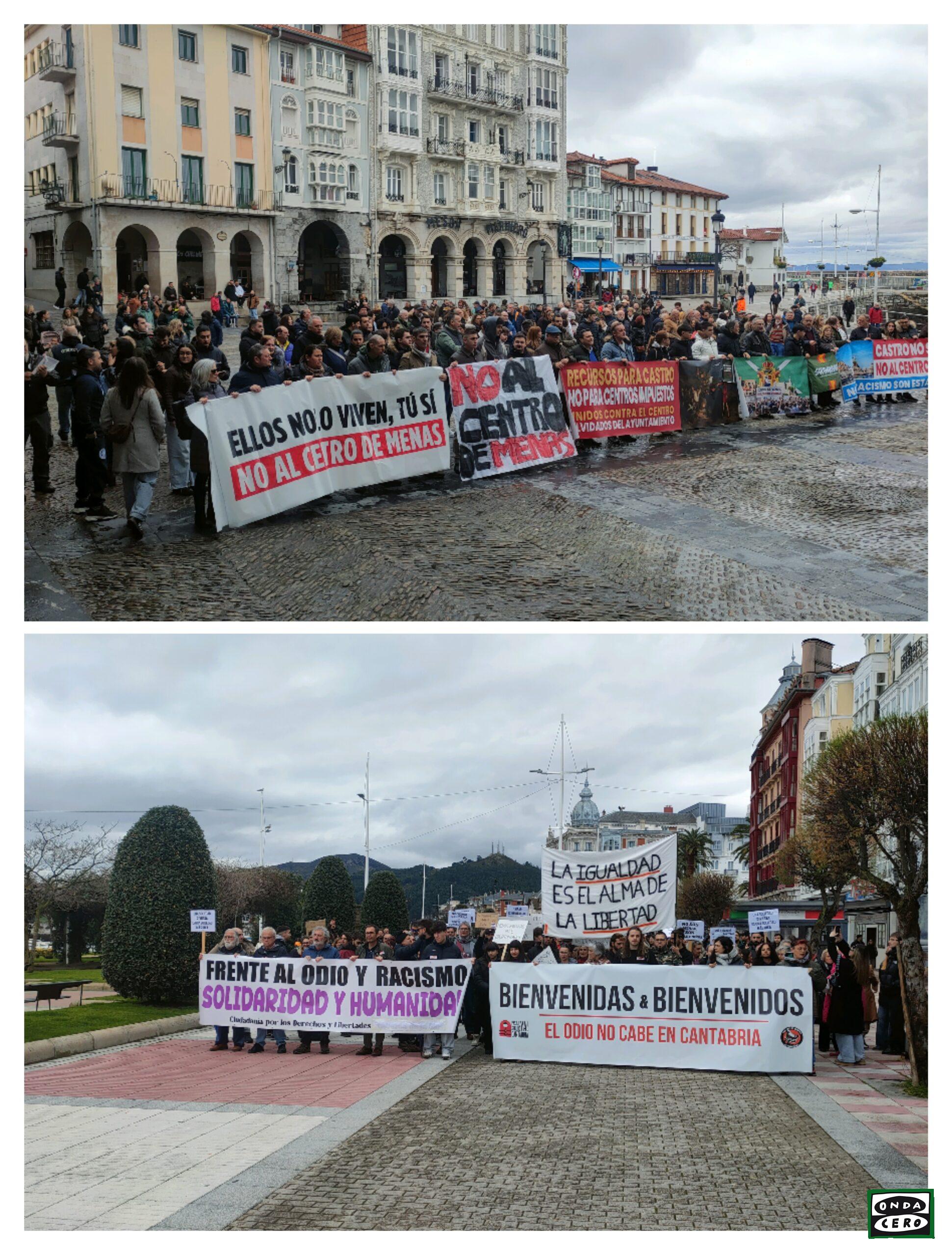 El Centro de menores de Castro Urdiales divide a la ciudadanía que sale a la calle a defender sus posturas